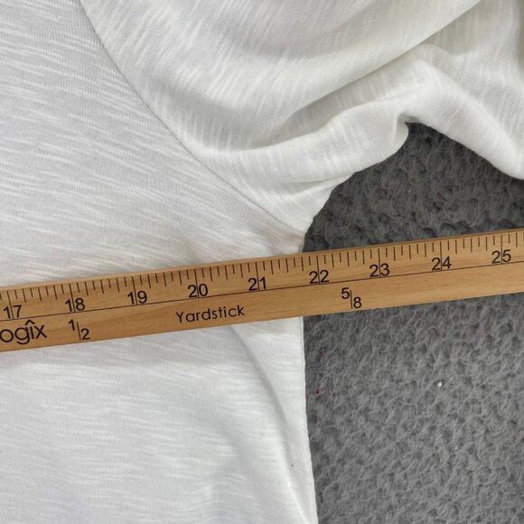 J Jill Top Womens Large White Slub Knit Pima Center Pleat Tunic Collar Pullover - Picture 8 of 10